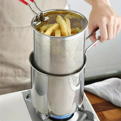 1200ML Deep Fryer Pot with Strainer – Crispy Results, Minimal Mess