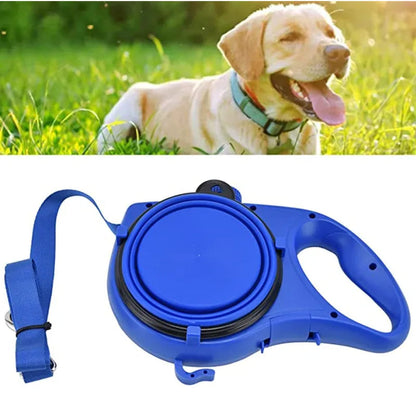 4-in-1 Dog Leash with Built-In Water Bottle & Bowl – Walks Made Easy