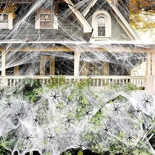 200 Sq Ft Halloween Spider Web Decorations – Spookiest House on the Block