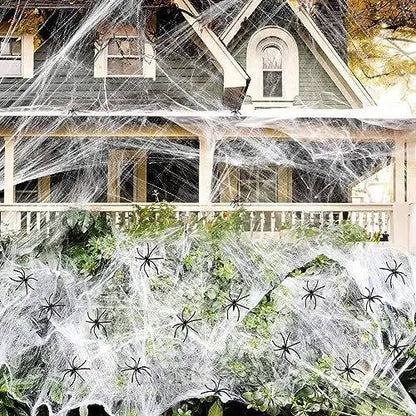 200 Sq Ft Halloween Spider Web Decorations – Spookiest House on the Block