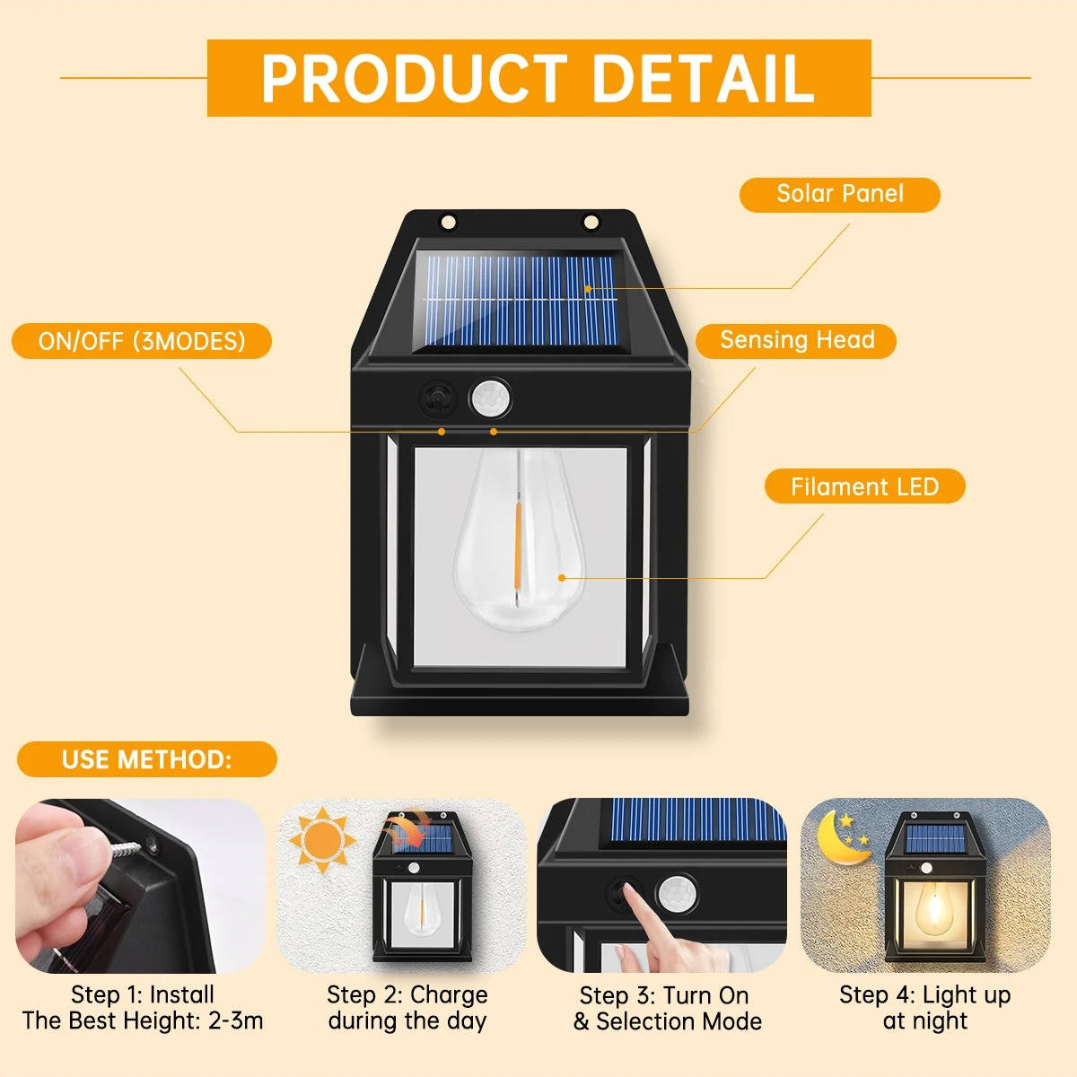 Solar Wall Lights (2-Set) – Brighten Dark Corners Automatically