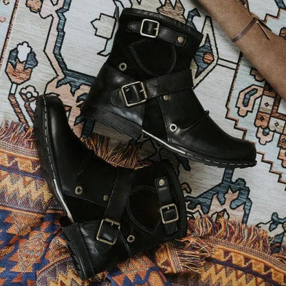 Men's Vintage Buckle Ankle Boots – Rugged Character, All-Day Comfort