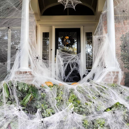 200 Sq Ft Halloween Spider Web Decorations – Spookiest House on the Block
