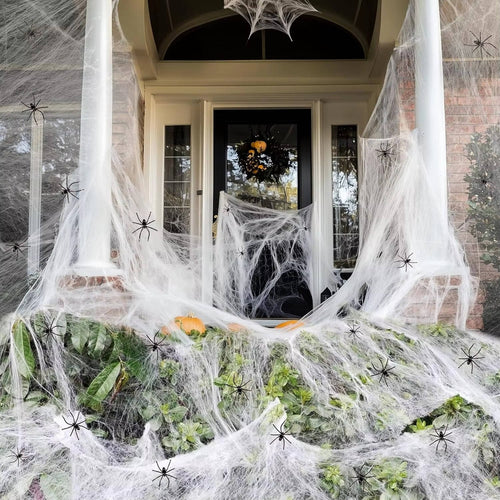 200 Sq Ft Halloween Spider Web Decorations – Spookiest House on the Block