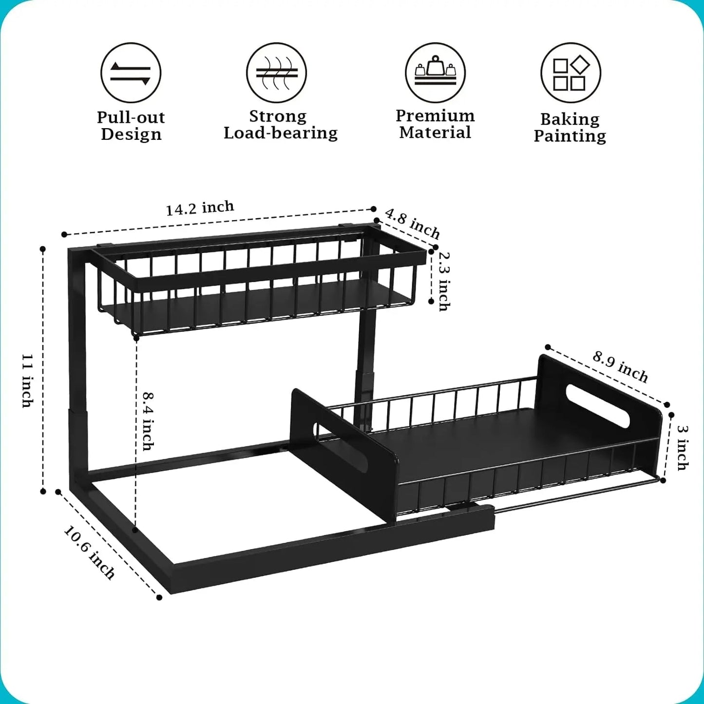 2-Tier Slide-Out Under Sink Organizer – End the Cabinet Chaos