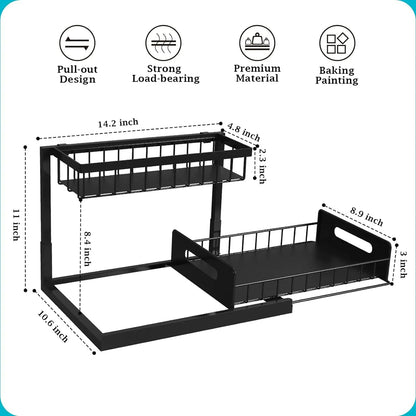2-Tier Slide-Out Under Sink Organizer – End the Cabinet Chaos