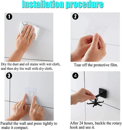 360° Rotating Self-Adhesive Utility Hooks – Stick It, Hang It, Done