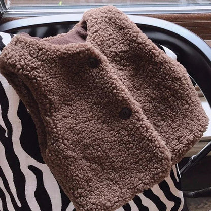 Kids Fluffy Lamb Wool Vest – Soft, Warm & Irresistibly Cosy