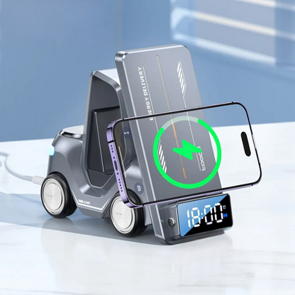 5-in-1 Forklift Wireless Charger with Alarm Clock & Night Light – A Nightstand Upgrade
