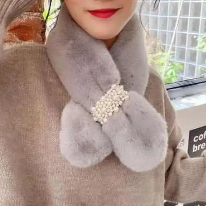 Faux Fur Pearl Winter Scarf – Luxurious Warmth, Effortless Elegance