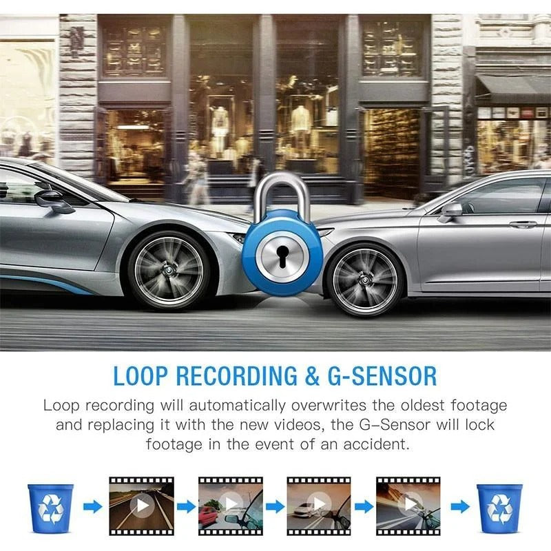 1080P Full HD Dash Cam – Front & Rear Road Coverage