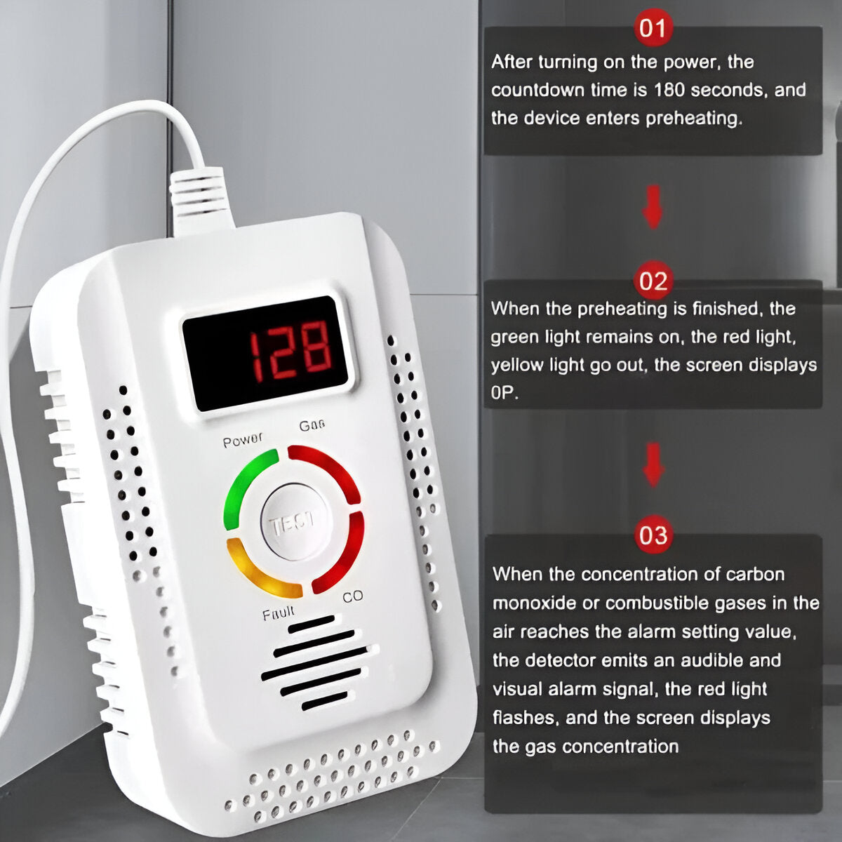 Household Gas & CO Detector – Silent Protection for Your Family