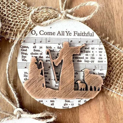 Nativity Music Sheet Ornament Set – Carols, Faith & Christmas Beauty