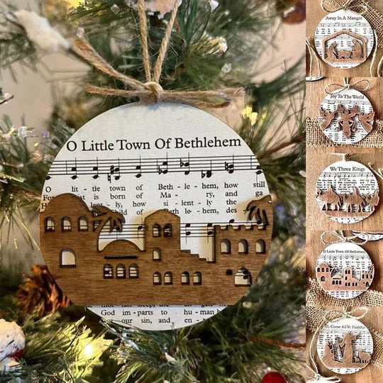 Nativity Music Sheet Ornament Set – Carols, Faith & Christmas Beauty