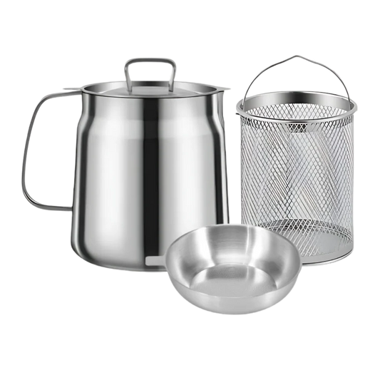 2-in-1 Stainless Steel Deep Frying Pot with Oil Strainer