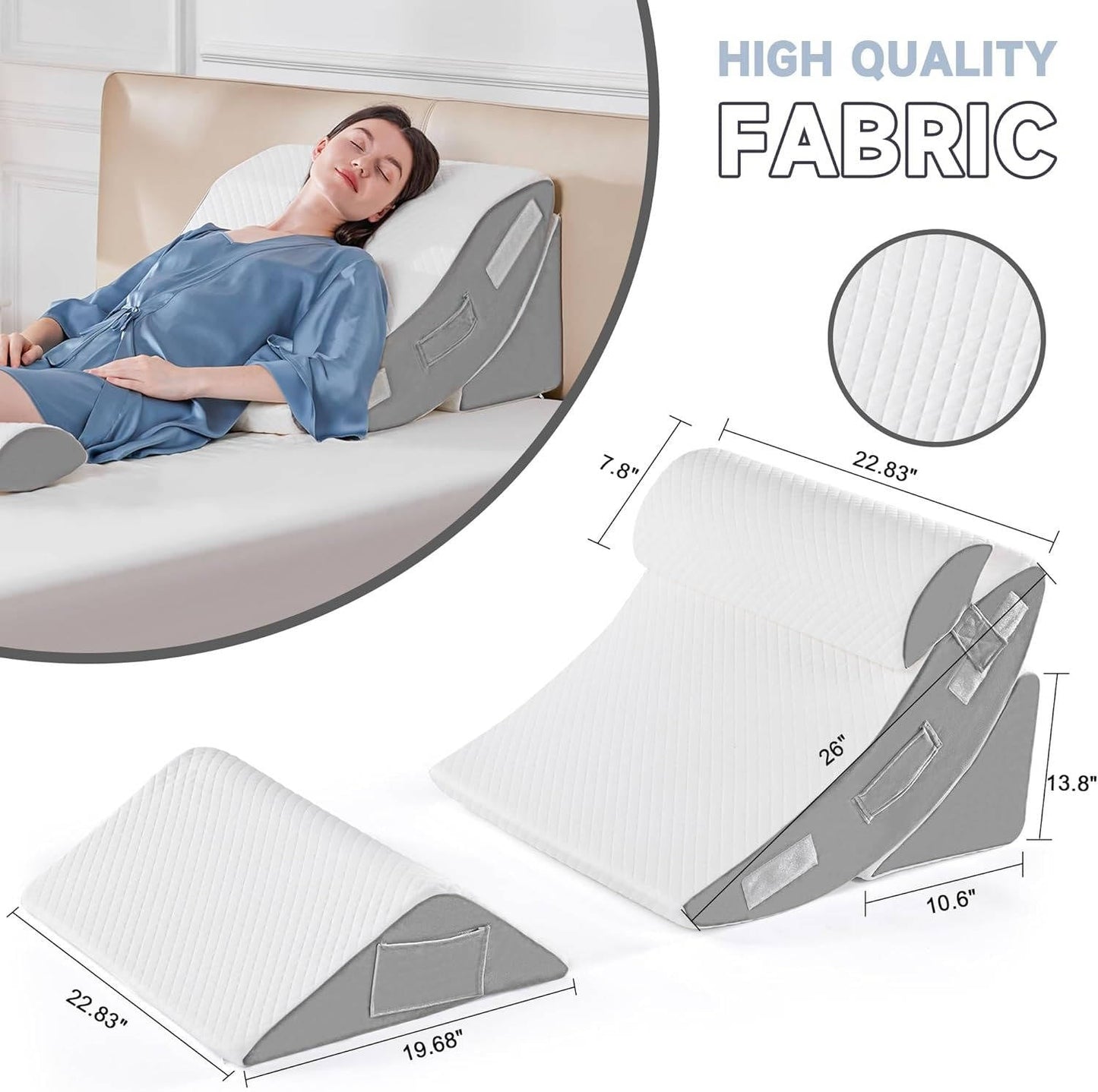 4-Piece Bed Wedge Pillow Set – Elevated Comfort for a Better Night's Sleep