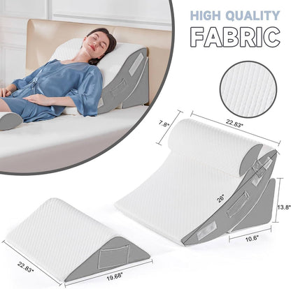 4-Piece Bed Wedge Pillow Set – Elevated Comfort for a Better Night's Sleep