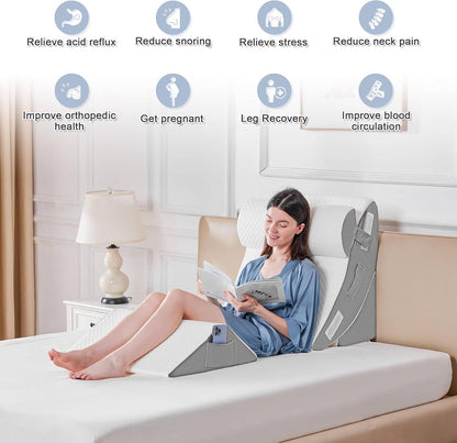 4-Piece Bed Wedge Pillow Set – Elevated Comfort for a Better Night's Sleep