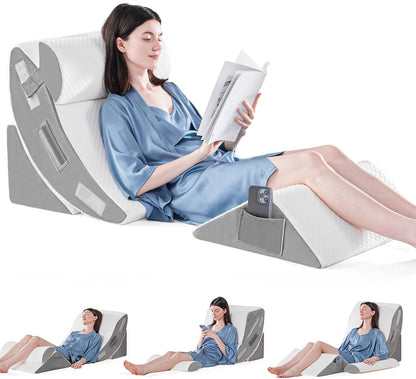 4-Piece Bed Wedge Pillow Set – Elevated Comfort for a Better Night's Sleep
