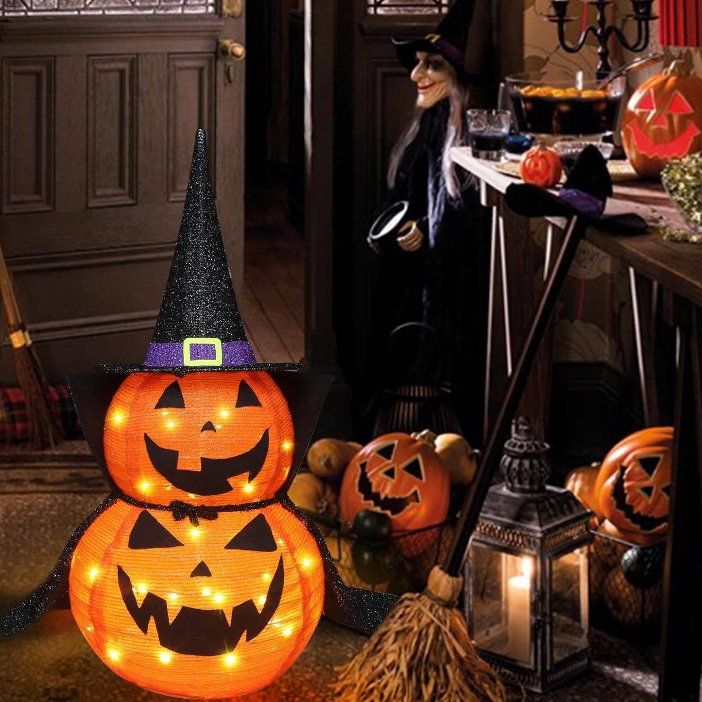 Lighted Pumpkin Decorations (2-Pack) – Instant Halloween Glow
