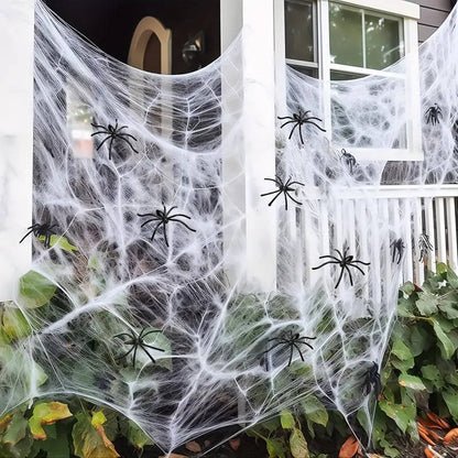200 Sq Ft Halloween Spider Web Decorations – Spookiest House on the Block