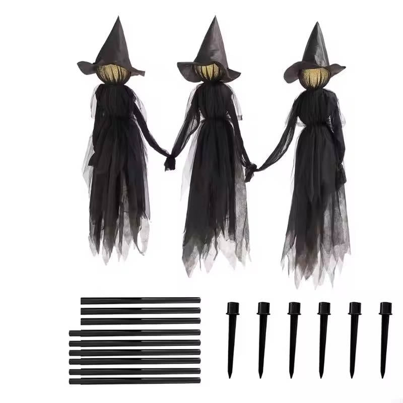 Sound-Activated Hand-Holding Witch Decorations (3-Pack) – Halloween Scares Made Easy