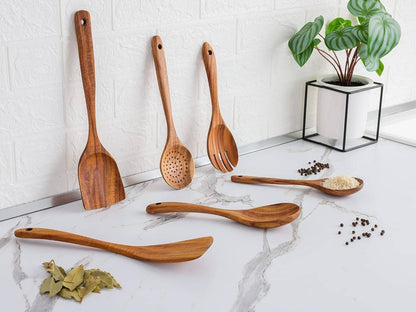 6-Piece Wooden Kitchen Utensils Set – Cook Better, Protect Your Pans
