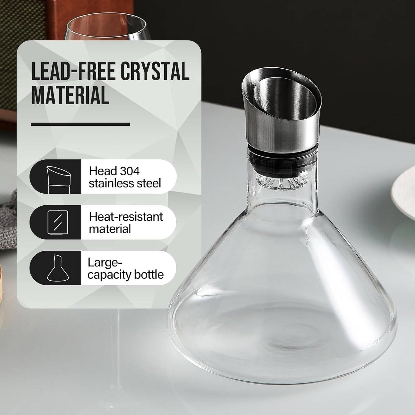 Crystal Glass Wine Decanter – Smoother Sips, Instantly