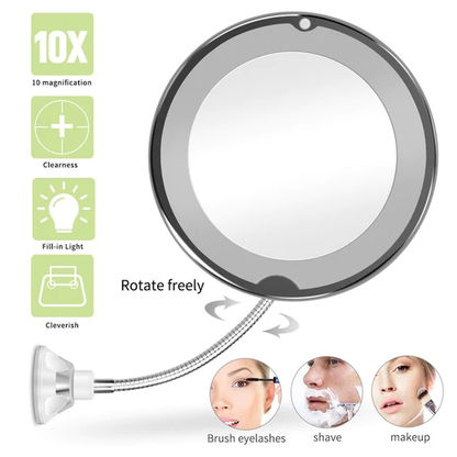 10X Magnifying LED Gooseneck Mirror – Flawless Detail, Every Angle