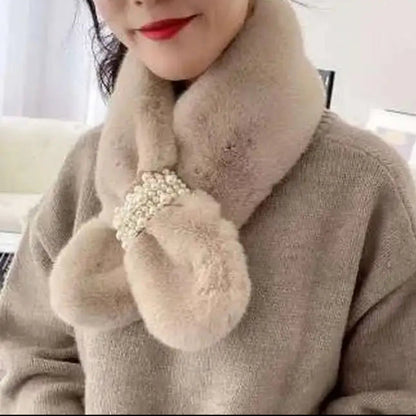 Faux Fur Pearl Winter Scarf – Luxurious Warmth, Effortless Elegance