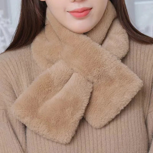 Faux Fur Cross Collar Neck Warmer – Cozy Winter Statement
