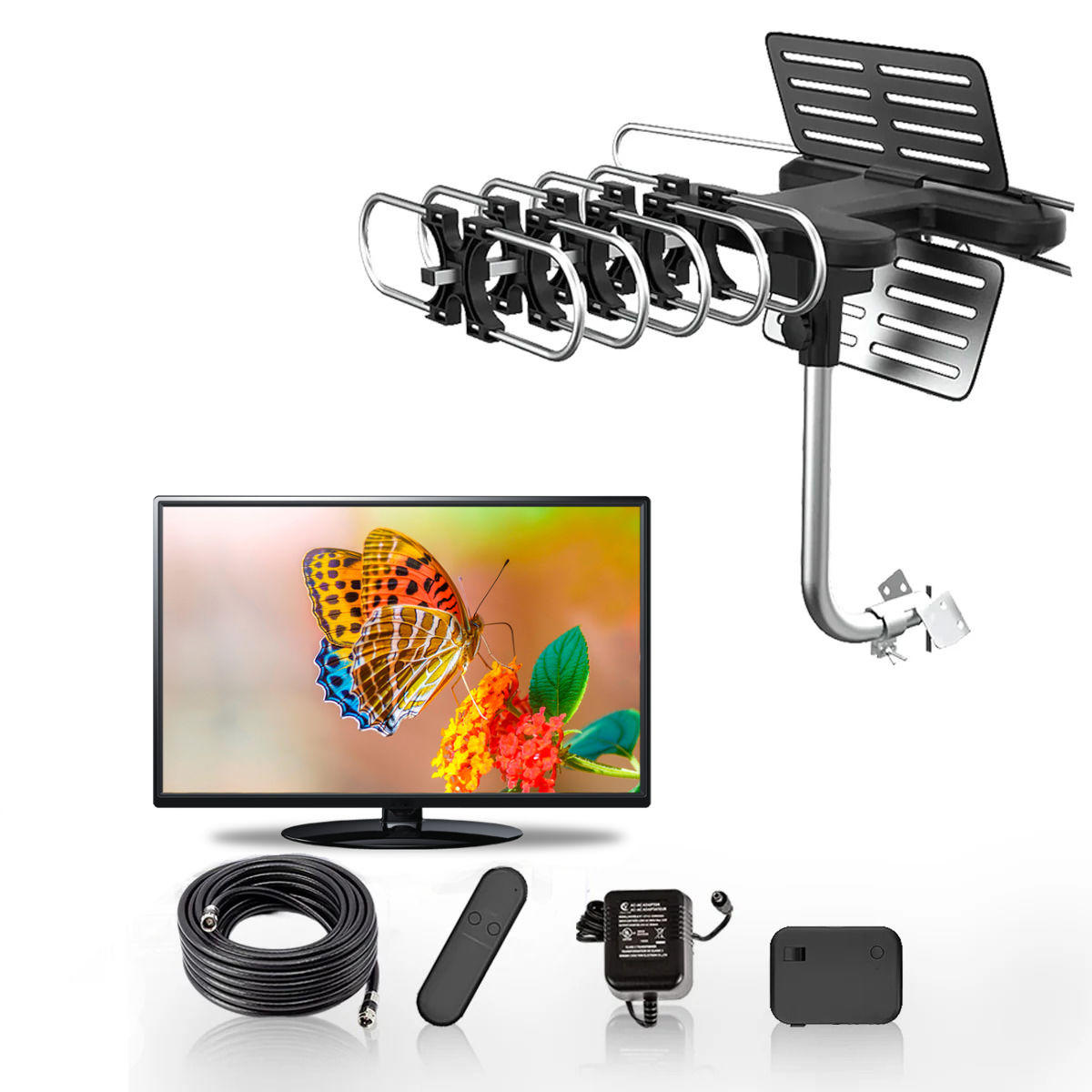 360° Long-Range Outdoor HD TV Antenna – Free HD Channels, No Subscription