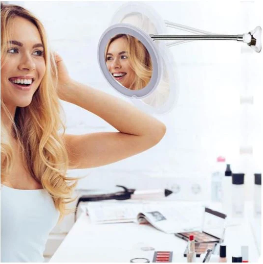 10X Magnifying LED Gooseneck Mirror – Flawless Detail, Every Angle