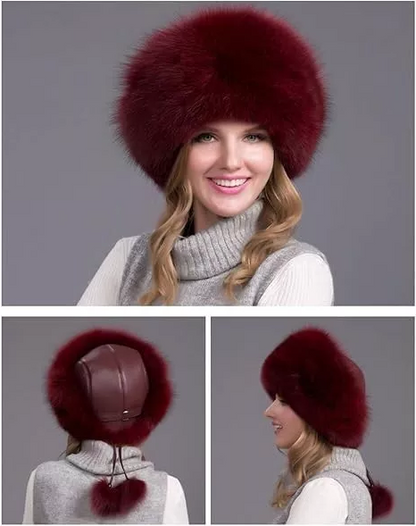 Natural Fox Fur Hat with Earmuffs – Luxury Winter Warmth