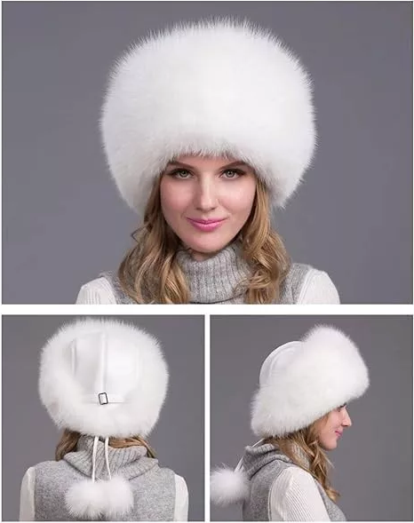 Natural Fox Fur Hat with Earmuffs – Luxury Winter Warmth