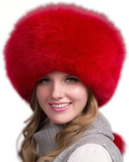 Natural Fox Fur Hat with Earmuffs – Luxury Winter Warmth