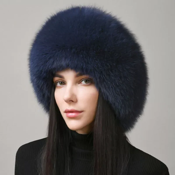 Natural Fox Fur Hat with Earmuffs – Luxury Winter Warmth