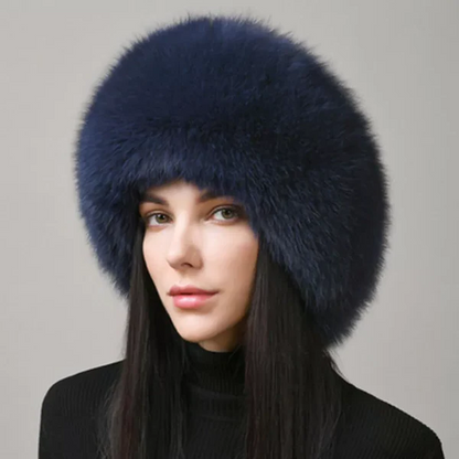 Natural Fox Fur Hat with Earmuffs – Luxury Winter Warmth