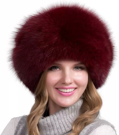 Natural Fox Fur Hat with Earmuffs – Luxury Winter Warmth