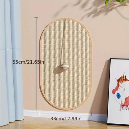 Wall-Mounted 3-in-1 Sisal Cat Scratch Pad – Scratch, Play & Stretch
