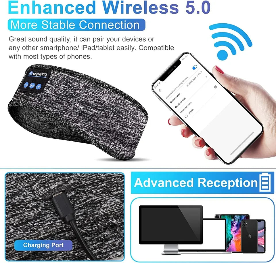 2-in-1 Wireless Sleep Headphones – Comfortable Sound for Bed, Gym & Travel