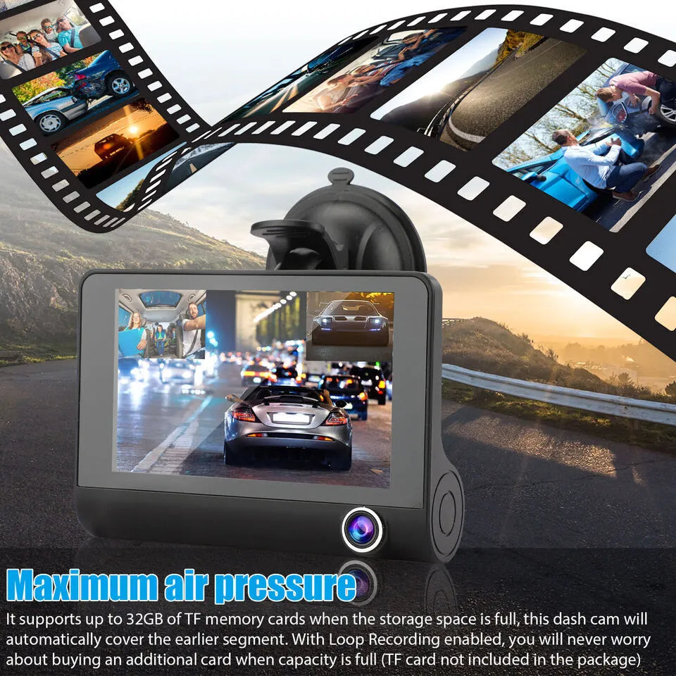 4" Touch Screen Front & Rear Dash Cam – See Every Angle, Stay Protected
