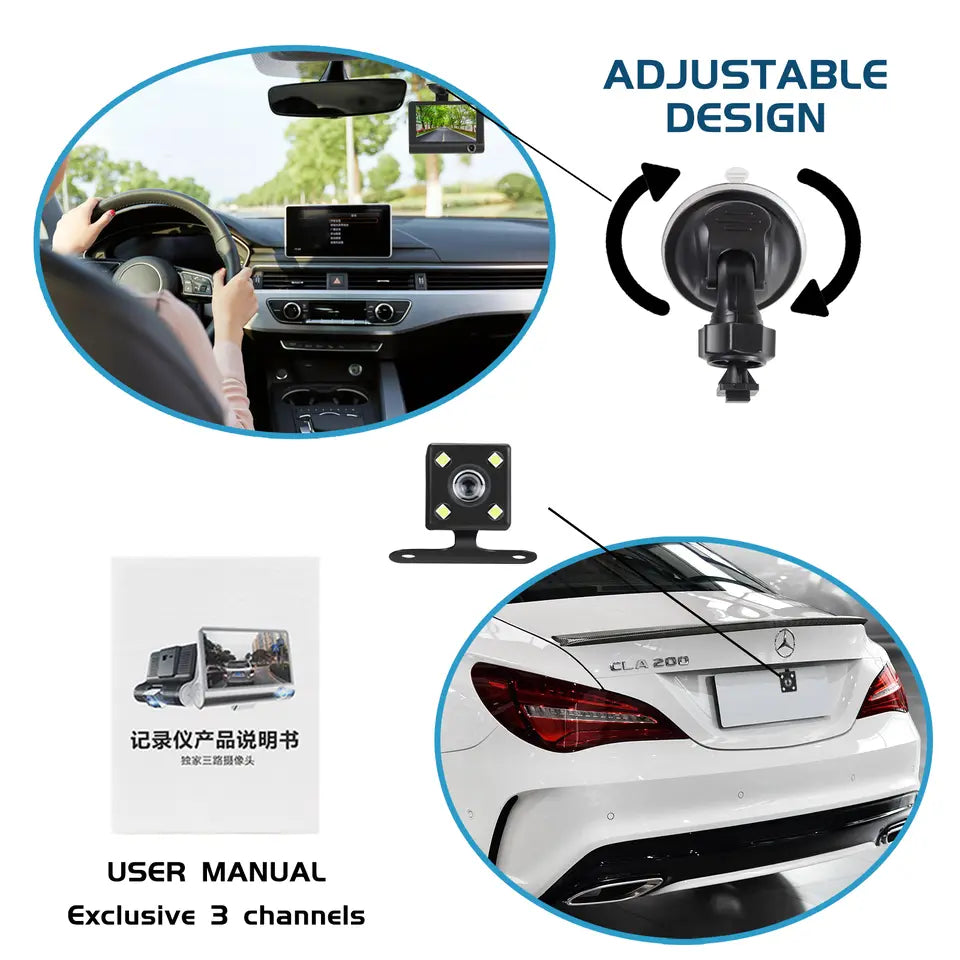 4" Touch Screen Front & Rear Dash Cam – See Every Angle, Stay Protected