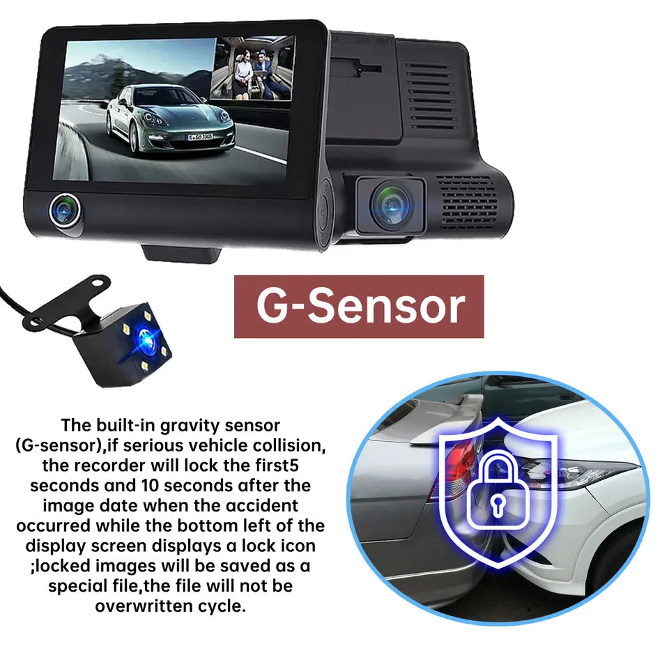 4" Touch Screen Front & Rear Dash Cam – See Every Angle, Stay Protected