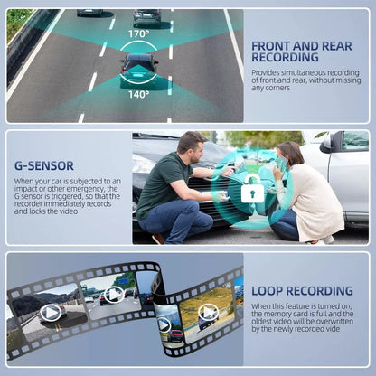 4" Touch Screen Front & Rear Dash Cam – See Every Angle, Stay Protected