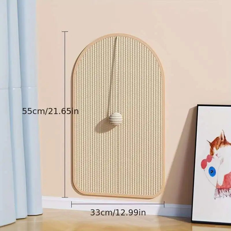 Wall-Mounted 3-in-1 Sisal Cat Scratch Pad – Scratch, Play & Stretch