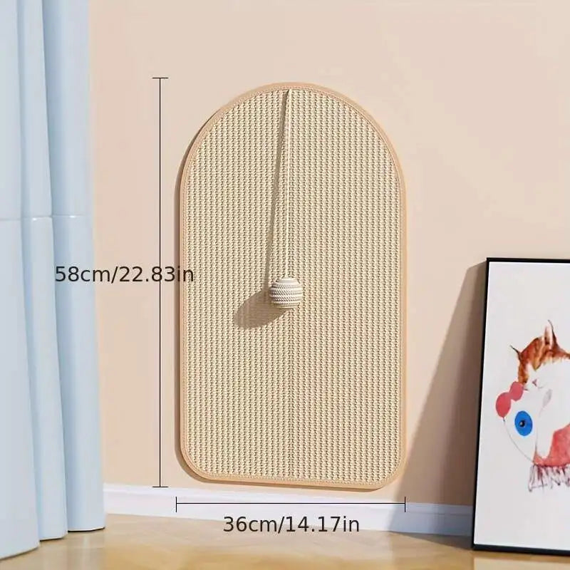 Wall-Mounted 3-in-1 Sisal Cat Scratch Pad – Scratch, Play & Stretch