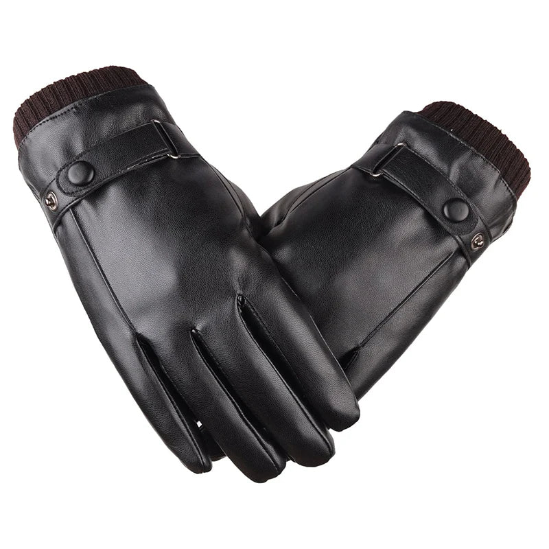 Men's Touchscreen Leather Winter Gloves – Warm, Sharp & Phone-Ready