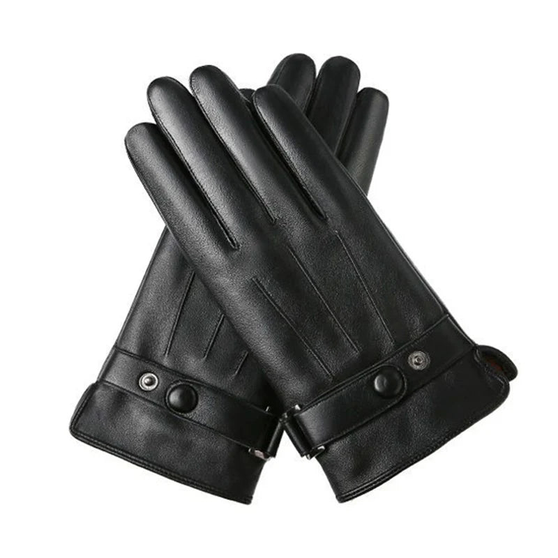 Men's Touchscreen Leather Winter Gloves – Warm, Sharp & Phone-Ready