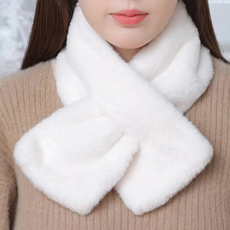 Faux Fur Cross Collar Neck Warmer – Cozy Winter Statement